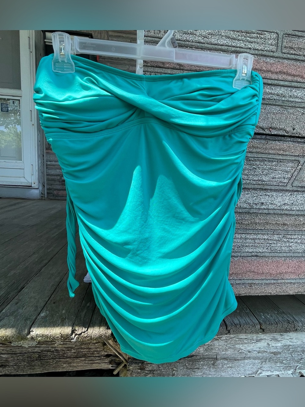 Jantzen Turquoise Strapless Ruched Swim Dress Size 14